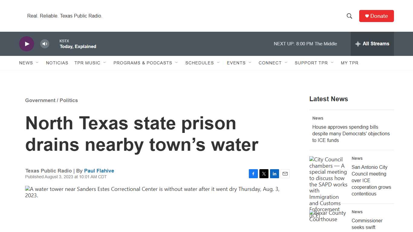 North Texas state prison drains nearby town’s water TPR