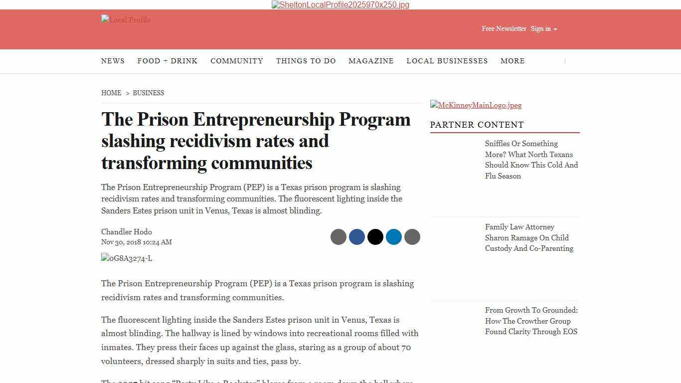 The Prison Entrepreneurship Program slashing recidivism rates and transforming communities - Local Profile Collin County News & Events